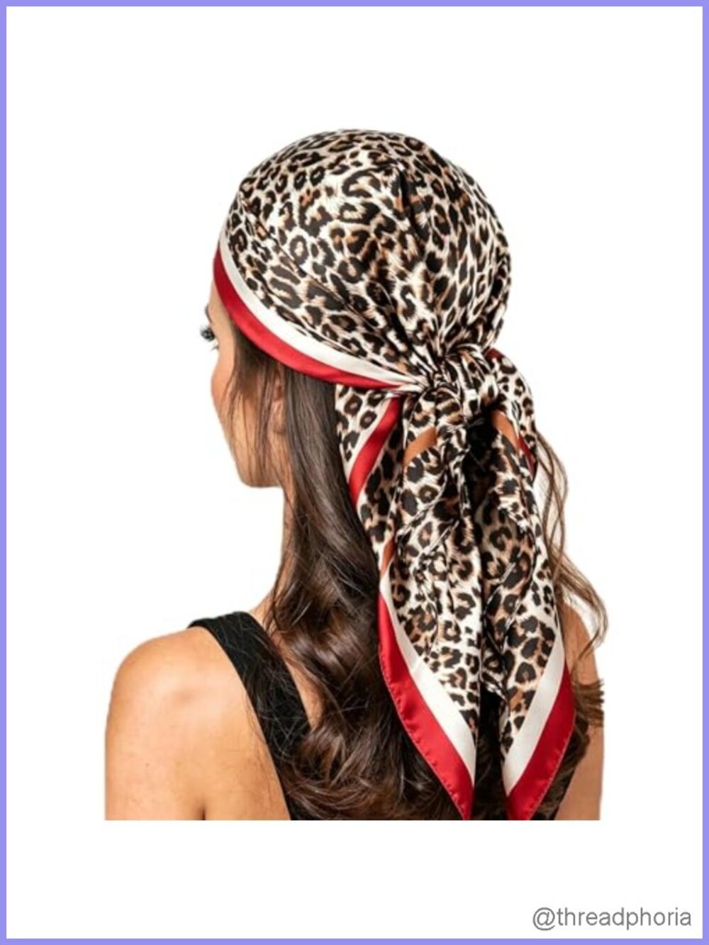 Silky Polyester Leopard Print Head Scarf Women Cheetah Bandana Hair Wrap 35"